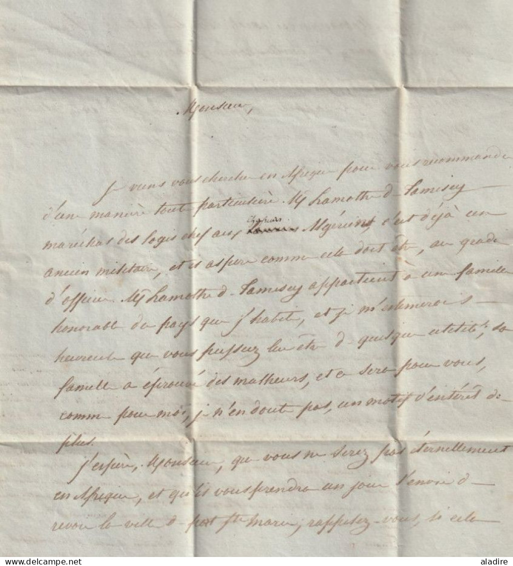 1832 - Lettre De "recommandation" De Marmande, Lot Et Garonne Vers Alger, Afrique - Via Toulon - Cad Fleurons Simples - 1801-1848: Précurseurs XIX