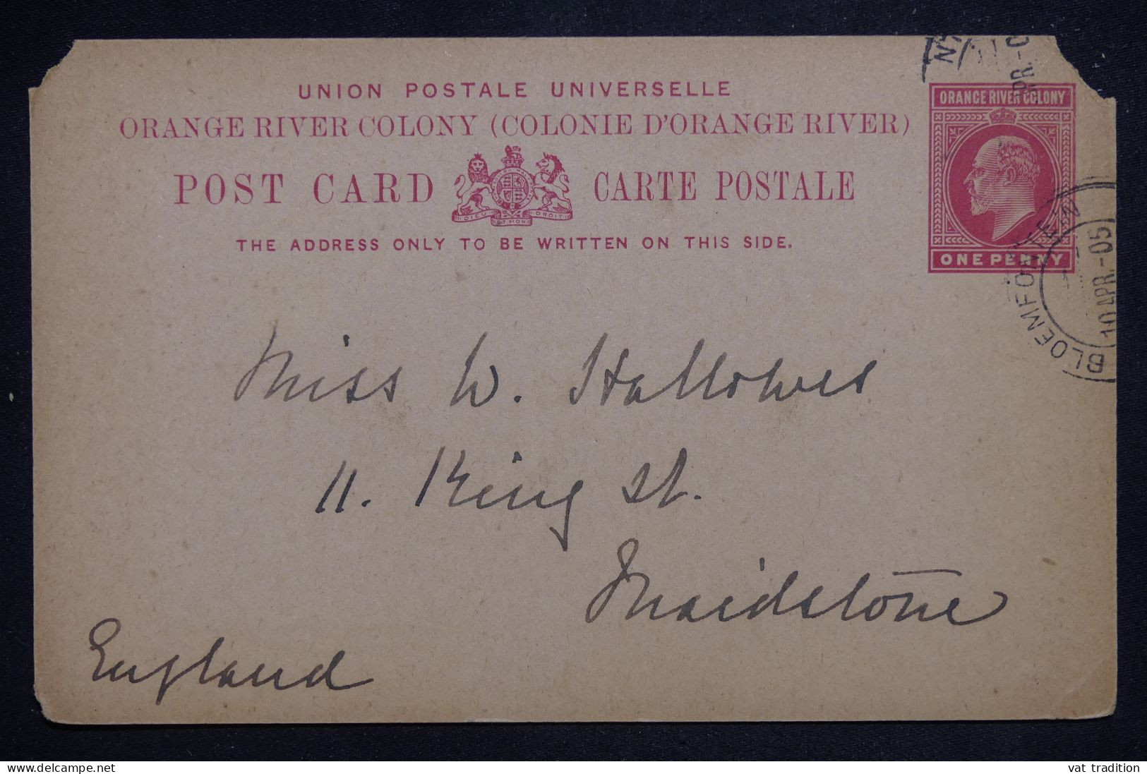 ETAT LIBRE D'ORANGE - Entier Postal De Bloemfontein En 1905 - L 151407 - Stato Libero Dell'Orange (1868-1909)
