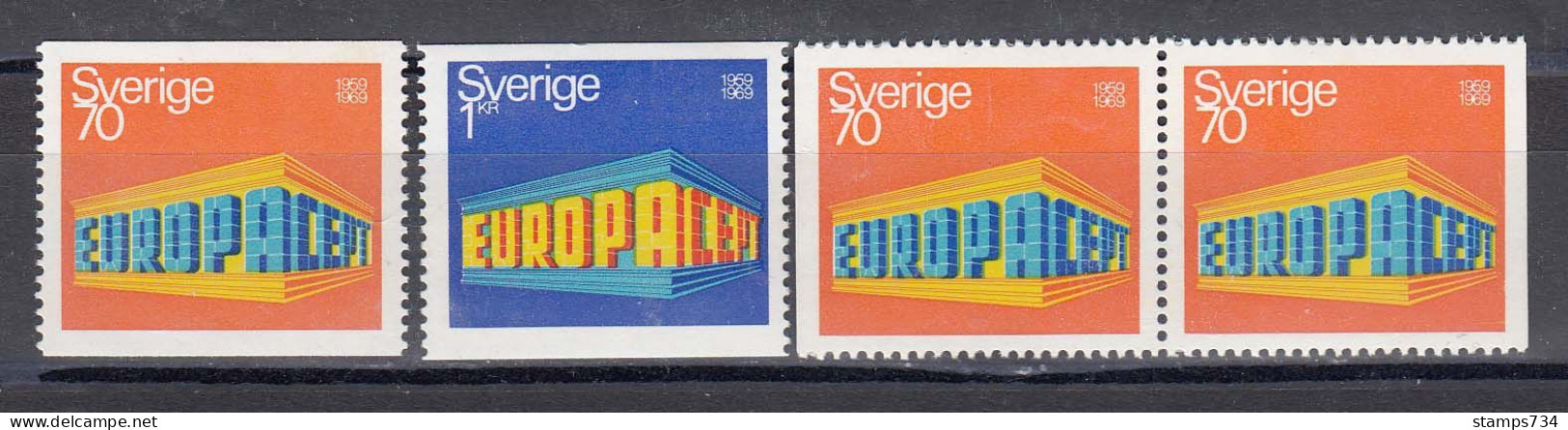 Schweden 1969 - Europa CEPT, Mi-Nr. 634A/35A+ 634Dl/Dr(kompl. Ausg.), MNH** - Ongebruikt
