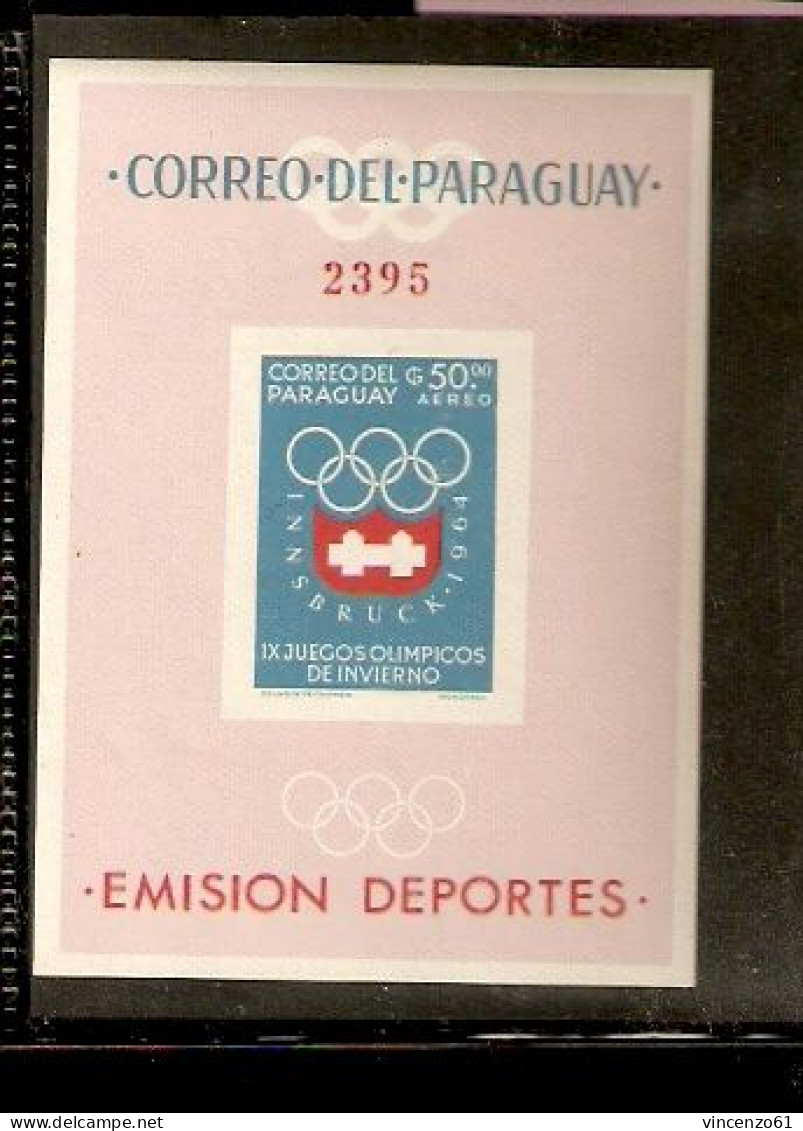 PARAGUAY INNSBRUCK OLIMPIC GAME 1976 UNPERFORATED - Invierno 1964: Innsbruck