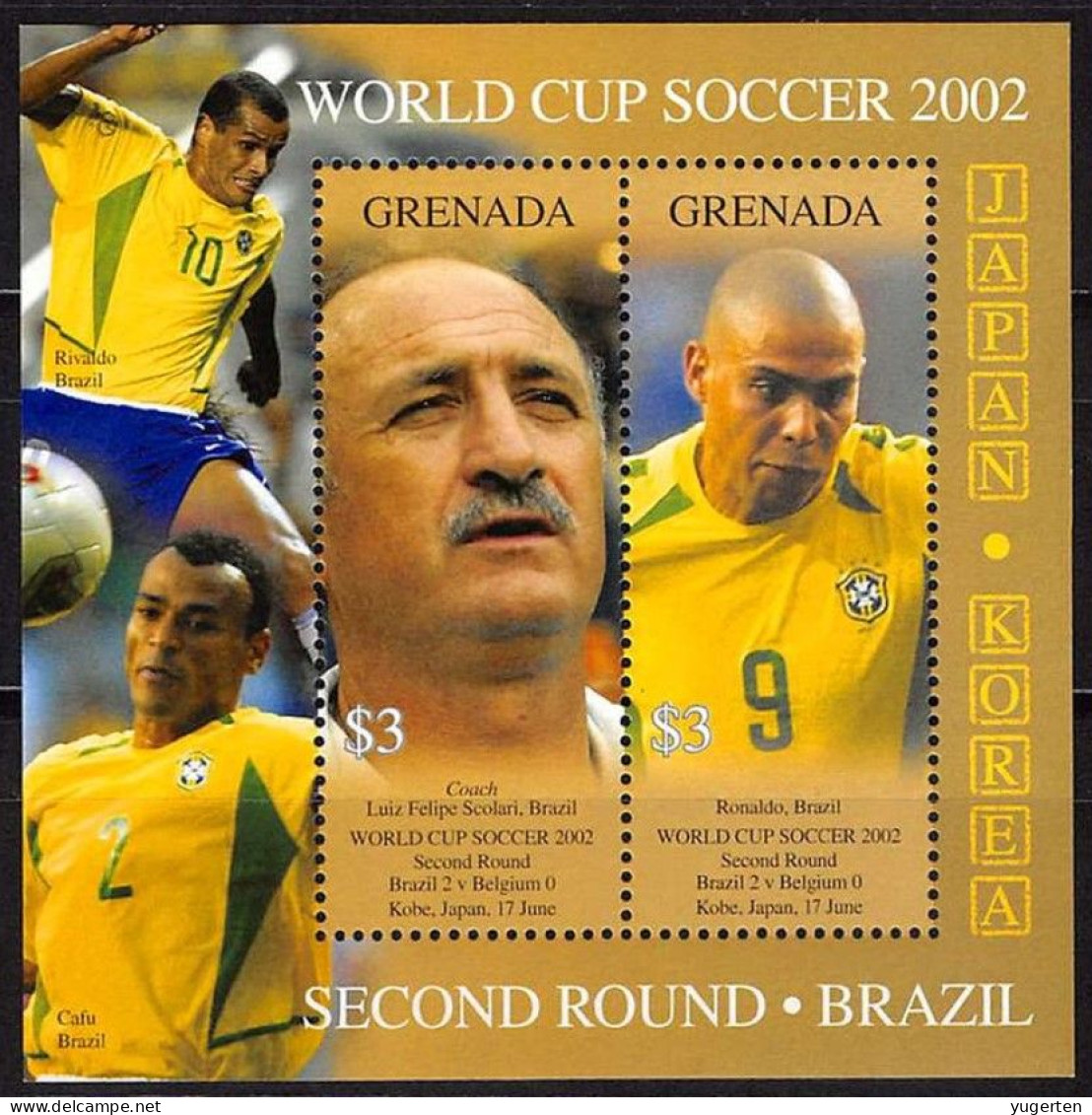 GRENADA 2002 - MNH - Ronaldo World Cup Football Championship Korea/Japan Futbol Soccer Calcio Fußball Cafu Rivaldo - 2002 – Südkorea / Japan