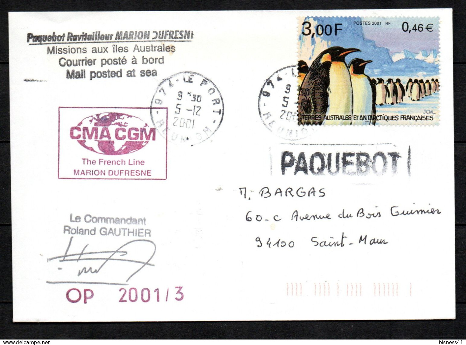 Col43 TAAF N° 281 Oblitéré De Réunion Marion Dufresnes Sur Lettre - Usados
