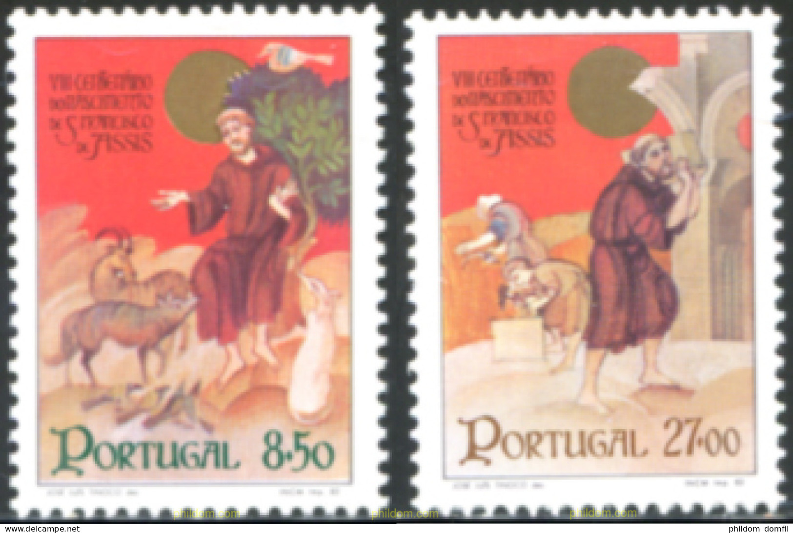 125787 MNH PORTUGAL 1982 800 ANIVERSARIO DEL NACIMIENTO DE SAN FRANCISCO DE ASIS - Sonstige & Ohne Zuordnung