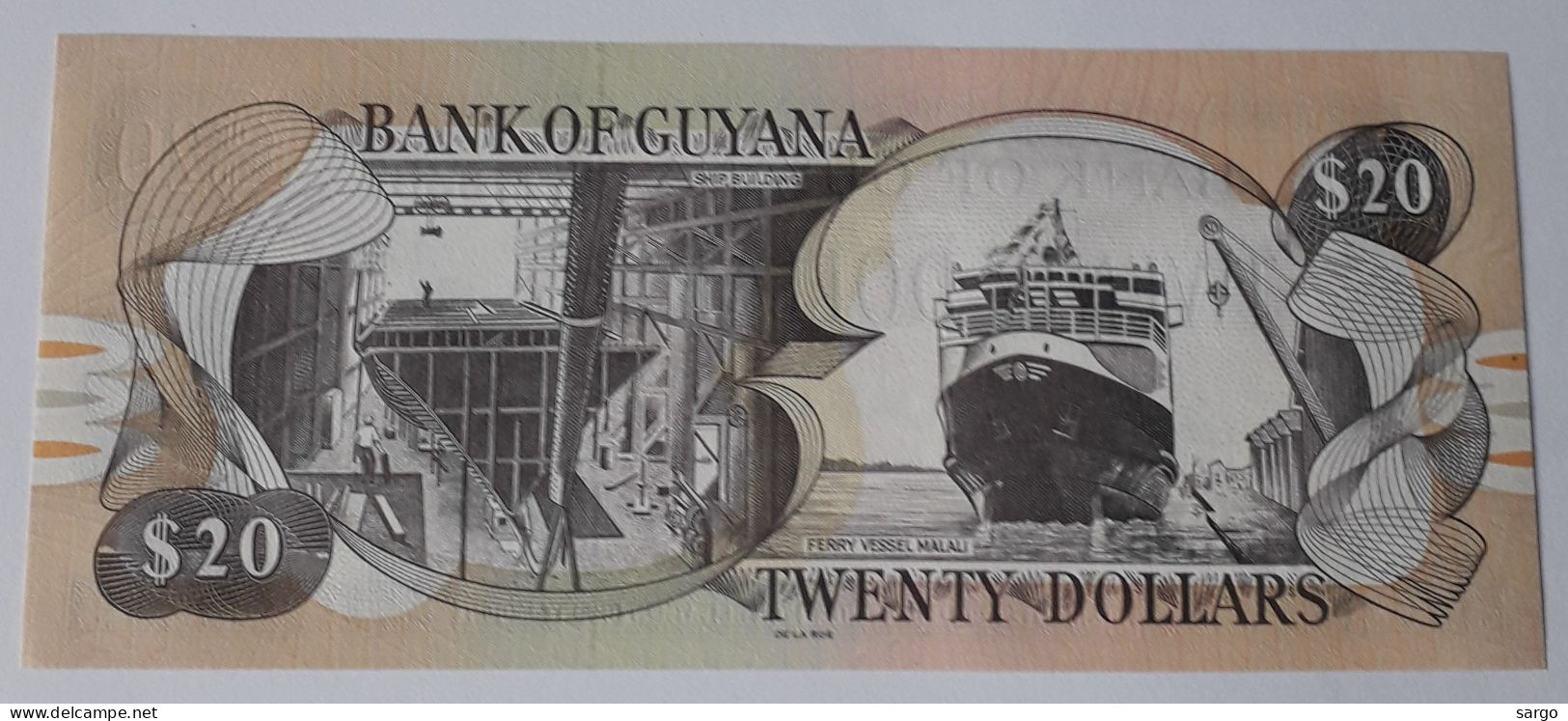 GUYANA - 20 DOLLARS  - (1996-2018) - UNC - P 30g - BANKNOTES - PAPER MONEY - CARTAMONETA - - Guyana