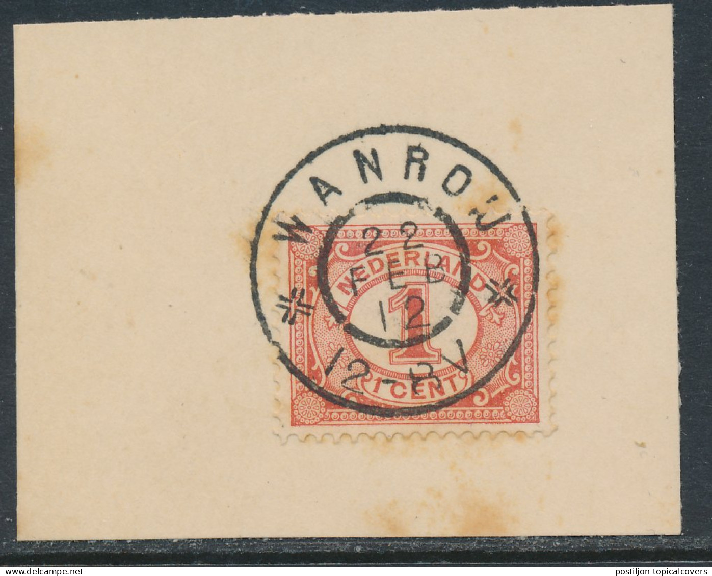 Grootrondstempel Wanroij 1912 - Poststempel