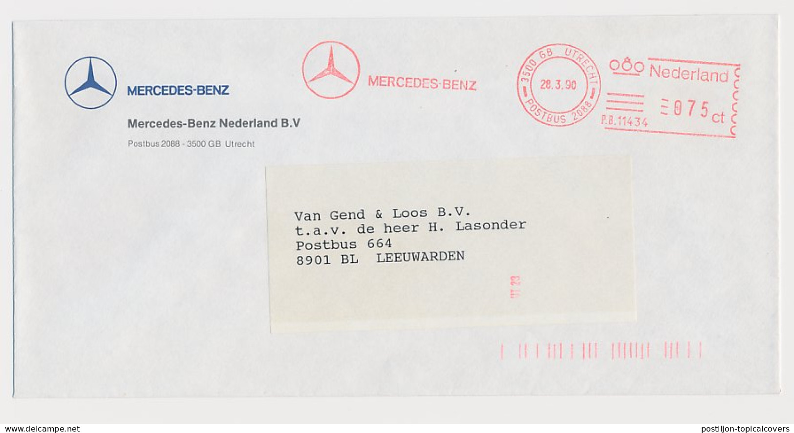 Meter Cover Netherlands 1990 Car - Mercedes Benz  - Coches