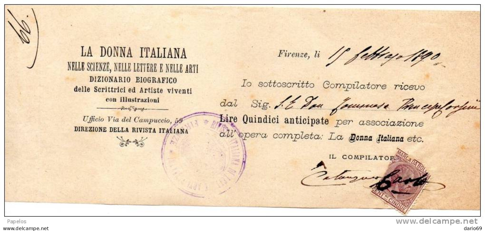 1890 LA DONNA ITALIANA NELLE SCIENZE, NELLE LETTERE E NELLE ARTI - DIZIONARIO BIOGRAFICO - Italie