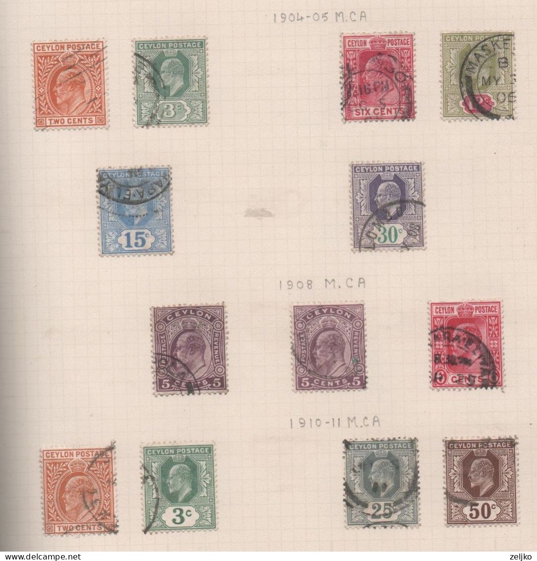 Ceylon, Used, 1904 - 1911, Lot - Ceylan (...-1947)