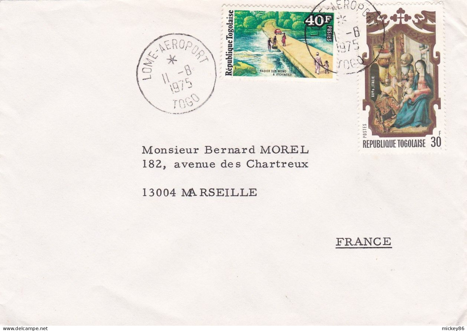 TOGO --1975--lettre De LOME-AEROPORT  Pour  MARSEILLE-13 (France).......timbres...cachets - Togo (1960-...)