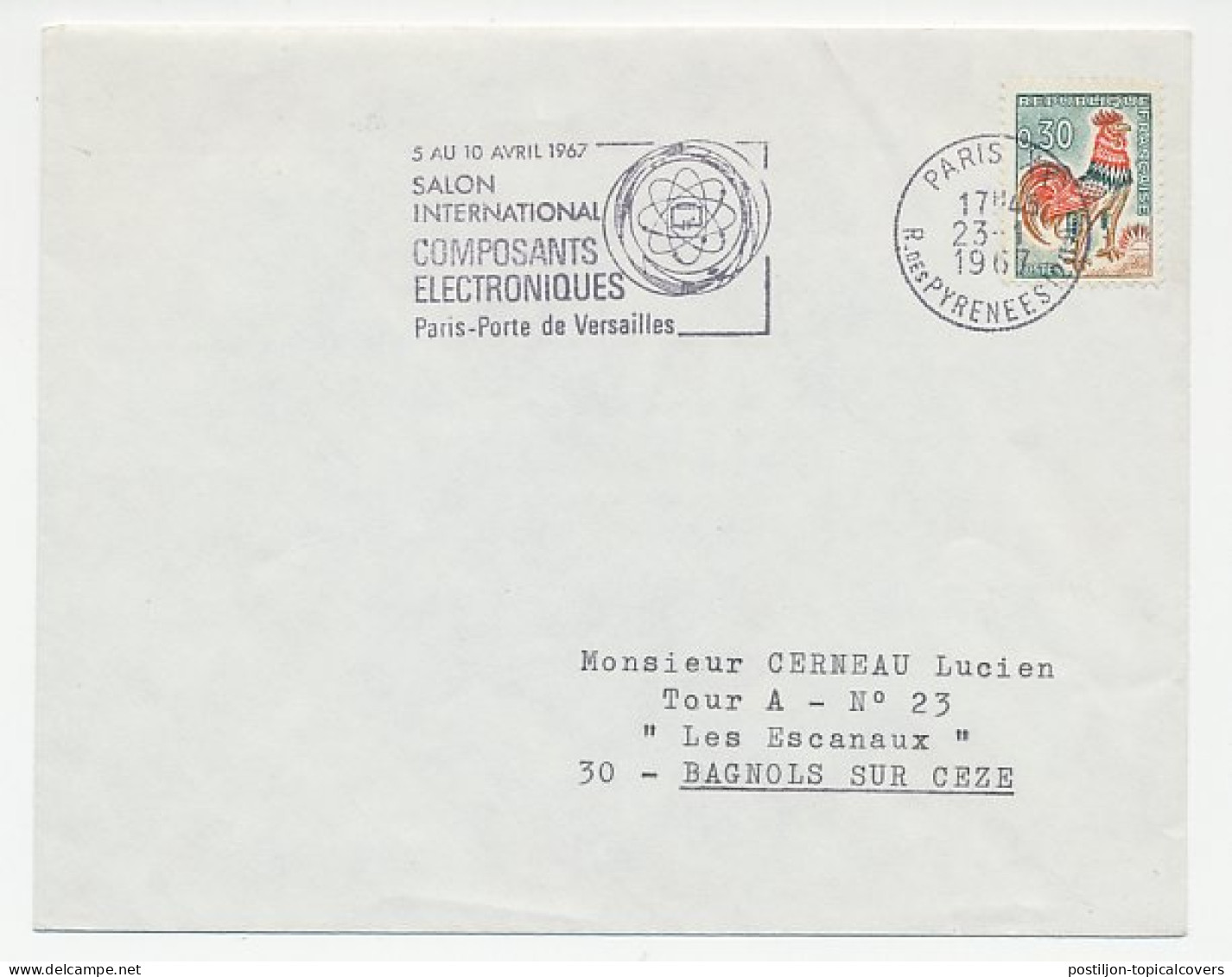 Cover / Postmark France 1967 Electronic Components - Exhibition - Elektriciteit