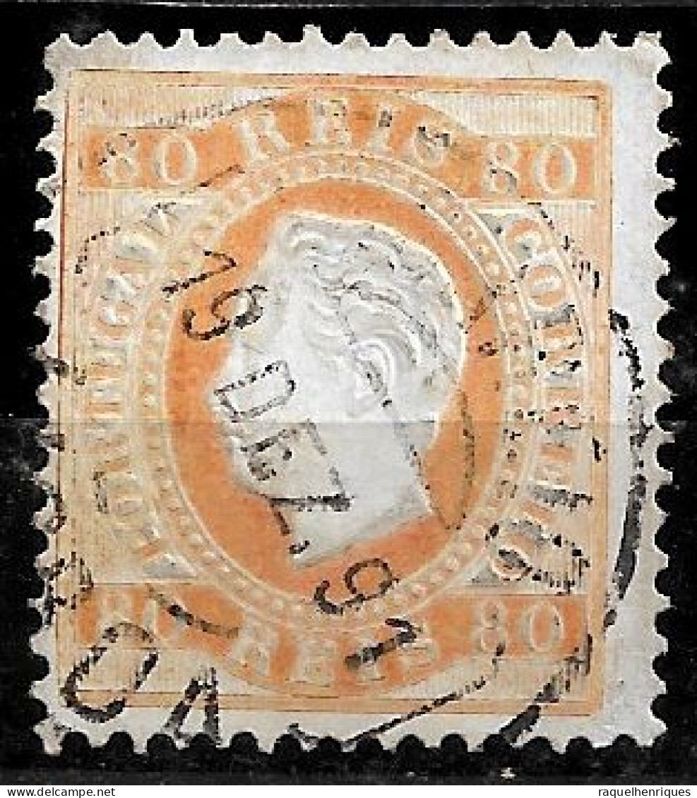 PORTUGAL 1870-76 D. LUIS I 80R P:12.5 USED (NP#94-P17-L8) - Oblitérés