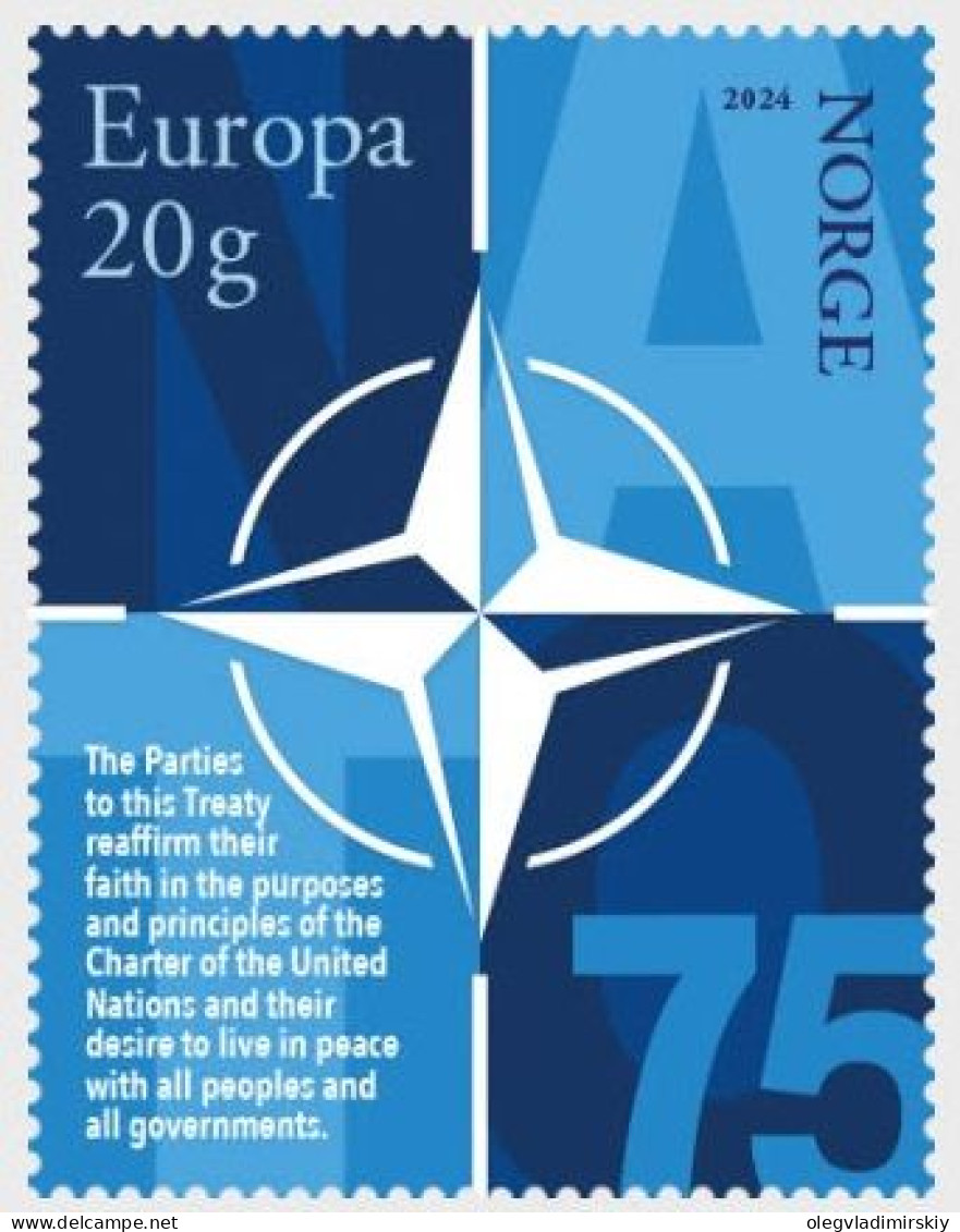 Norway Norvege Norwegen 2024 NATO 75 Ann Stamp MNH - NAVO