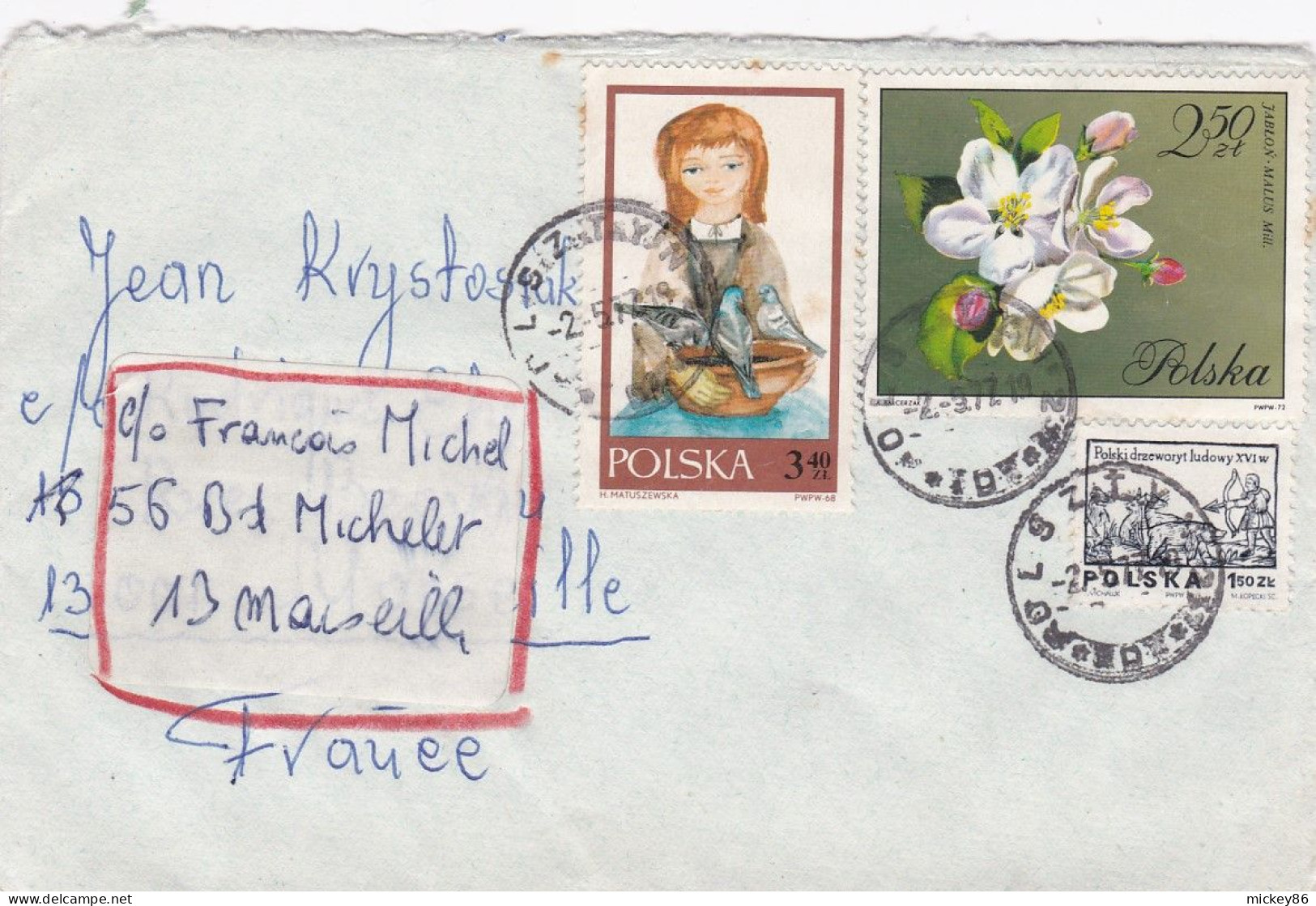 Pologne --1977--lettre Destinée à  MARSEILLE-13 (France).......timbres...cachets - Cartas & Documentos