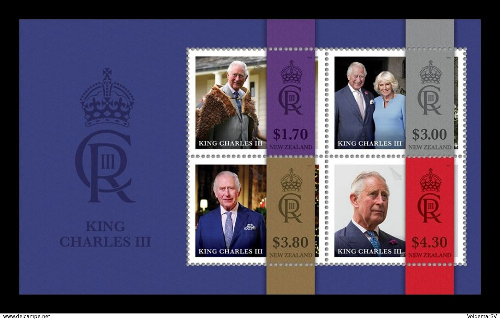 New Zealand 2023 Mih. 4001/04 (Bl.517) King Charles III MNH ** - Neufs