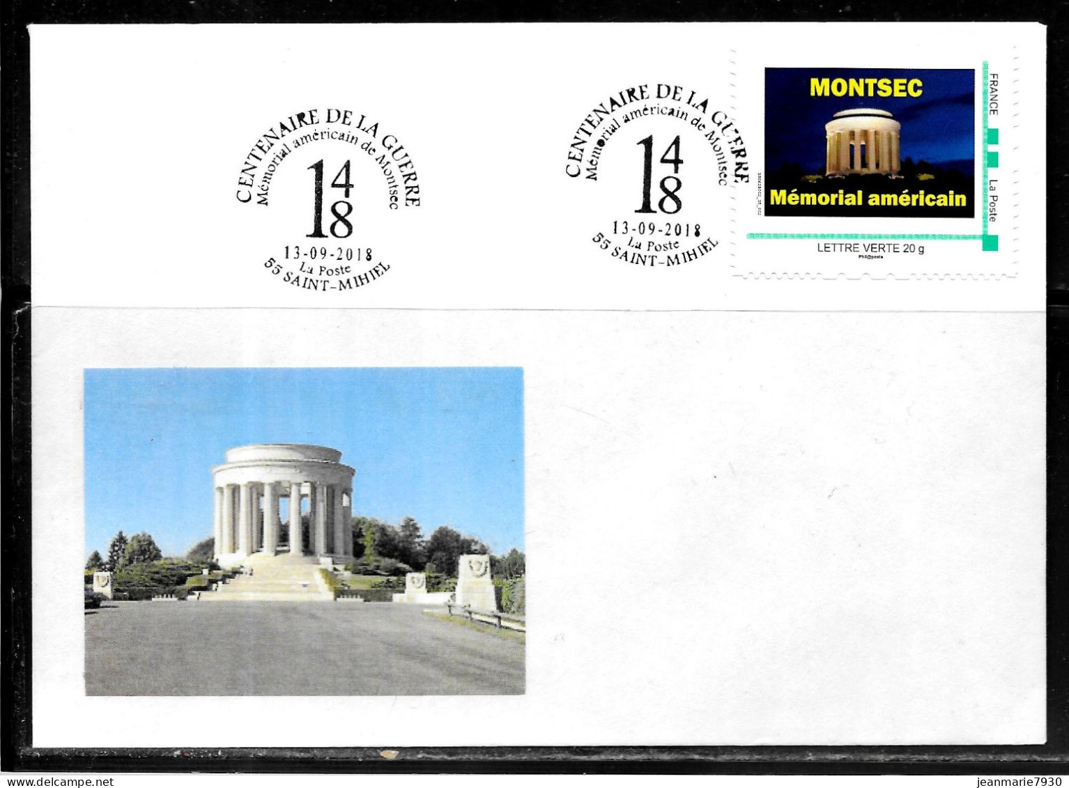 J48 - MONTIMBREAMOI - LETTRE DE SAINT MIHIEL DU 13/09/18 - MEMORIAL AMERICAIN DE MONTSEC - Cartas & Documentos