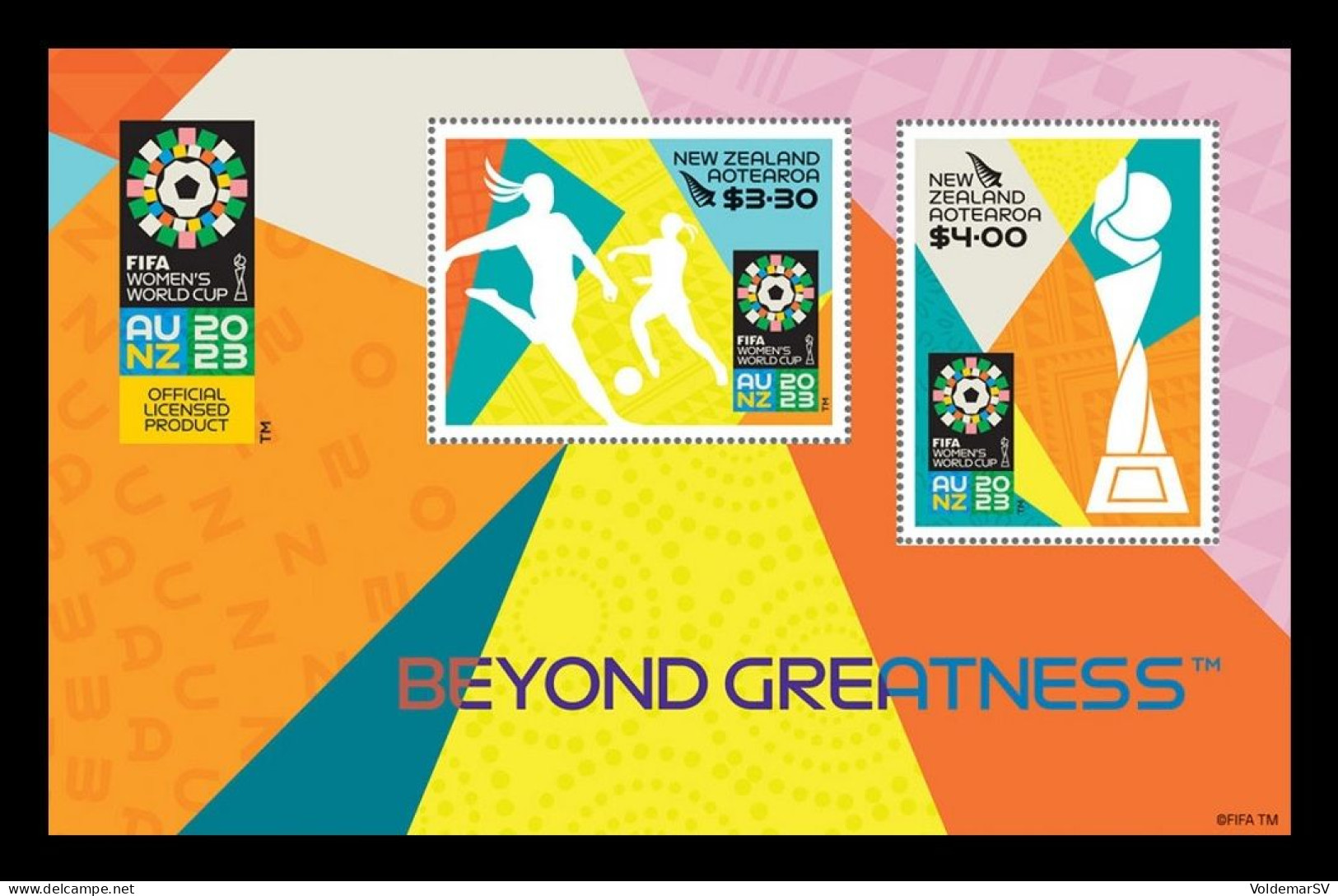 New Zealand 2023 Mih. 4031/32 (Bl.524) FIFA Women's Football World Cup In Australia And New Zealand MNH ** - Nuovi