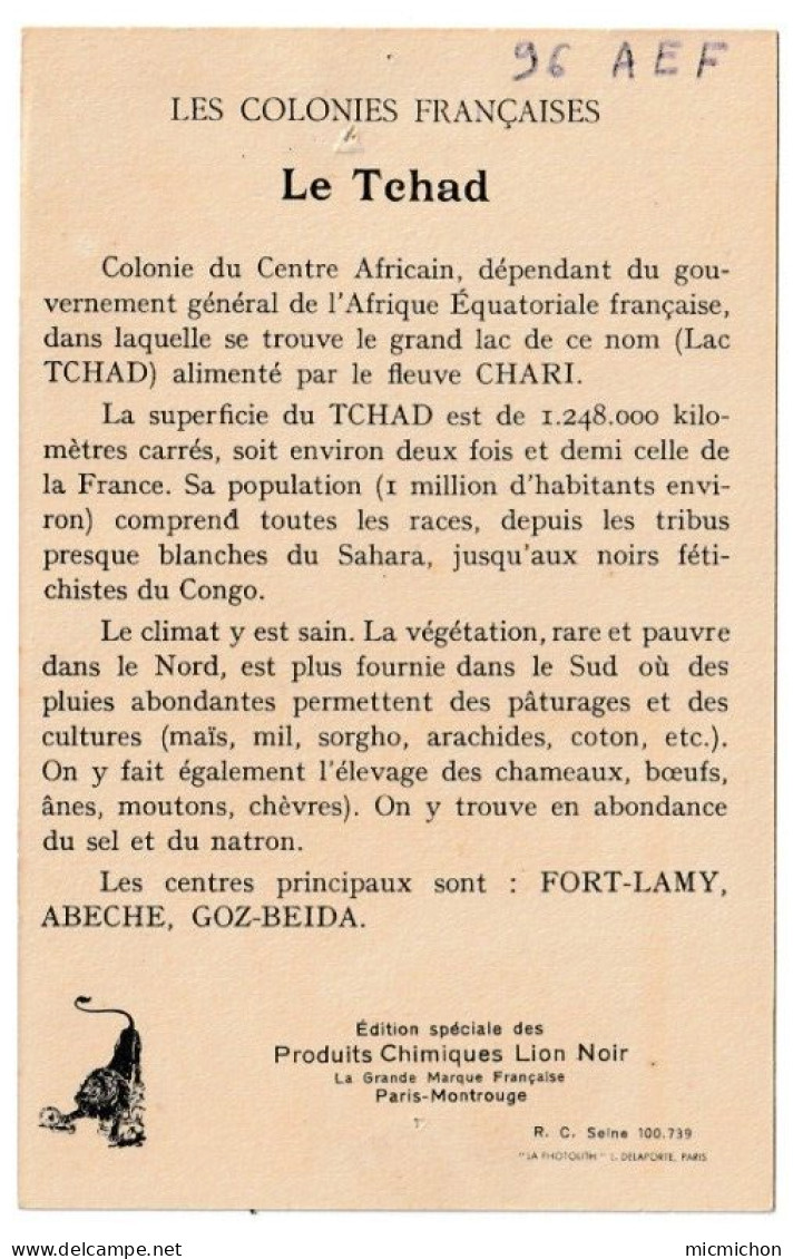 Image Chromo Le TCHAD, Cirage Lion Noir - Tchad