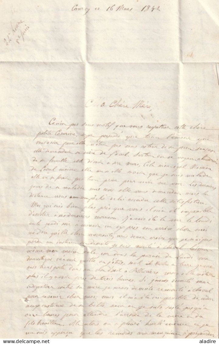 1842 - Cursive 43 CHILLEURS, Loiret Sur Lettre Filiale De 3 P Serrées Vers LAVAL, Mayenne - Via Orléans Et Alençon - 1801-1848: Precursors XIX