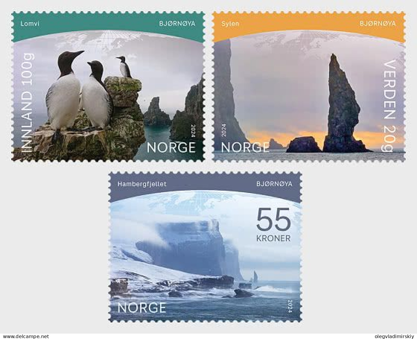 Norway Norvege Norwegen 2024 Polar Motifs Bear Island Birds Arctic Set Of 3 Stamps MNH - Albatros