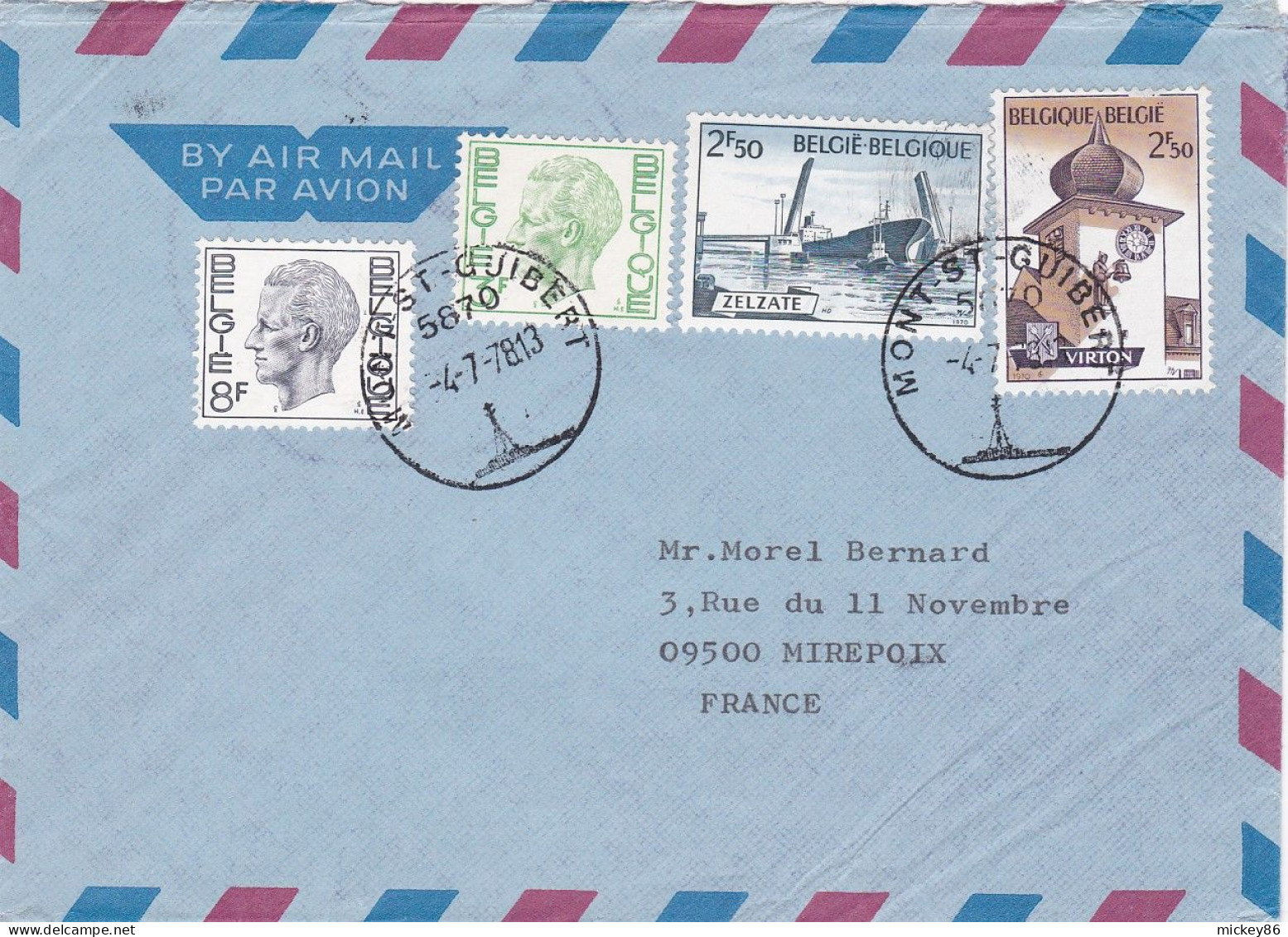 Belgique -1978--lettre MONT SAINT GUIBERT  Destinée à MIREPOIX--09 (France)... Timbres Sur Lettre..beaux Cachets - Lettres & Documents