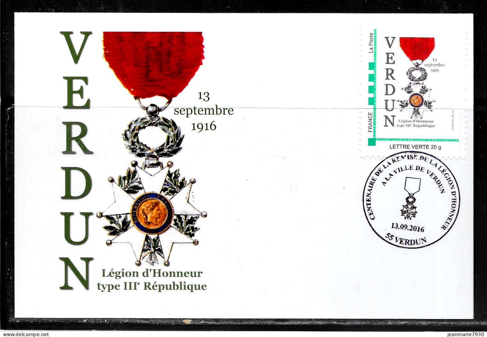 J45 - MONTIMBREAMOI - CARTE DE VERDUN DU 13/09/16 - LEGION D'HONNEUR - Cartas & Documentos