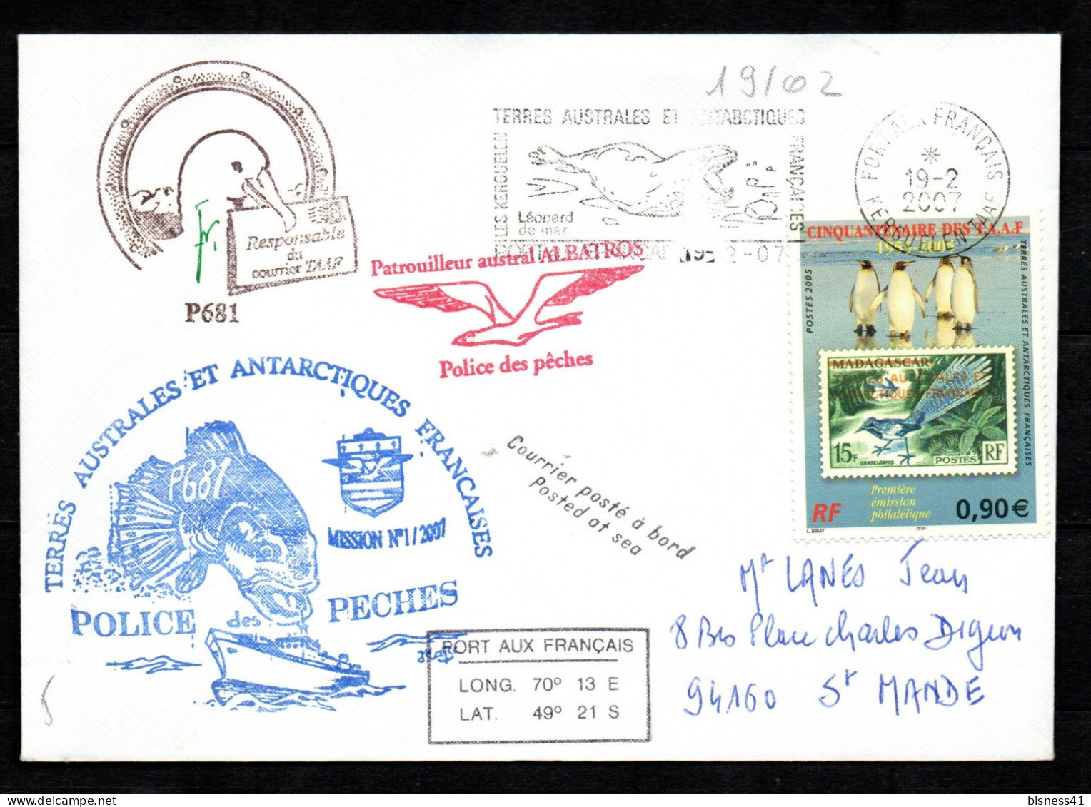 Col43 TAAF N° 430 Oblitéré De Port Aux Français Sur Lettre - Used Stamps