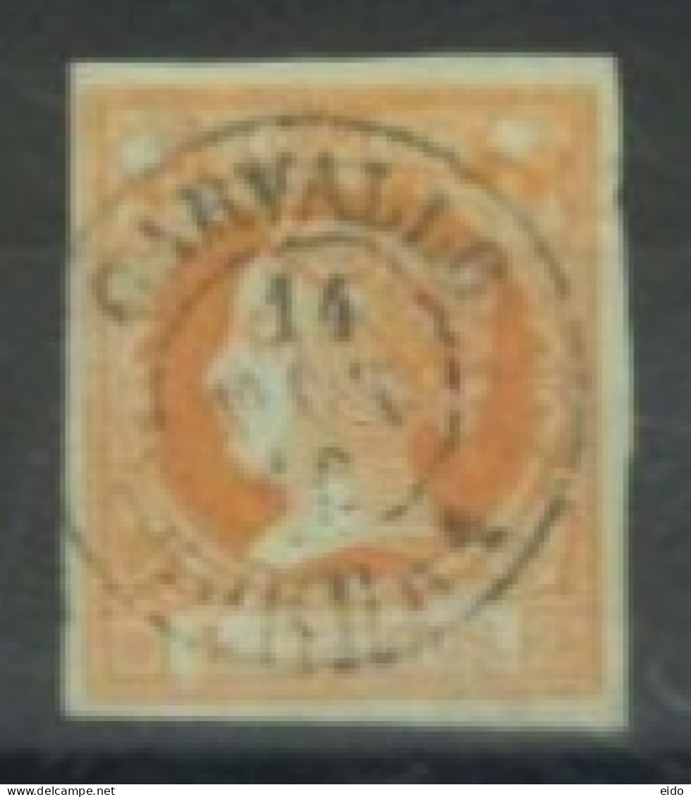 SPAIN,  1860/61 - QUEEN ISABELLA II STAMP (TINTED PAPER) IMPERFORATED, # 50,USED. - Usati