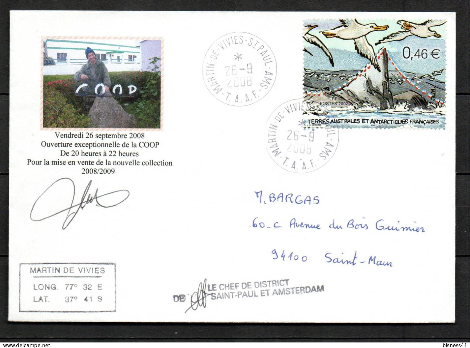 Col43 TAAF N° 340 Oblitéré De Martin De Vivies Sur Lettre - Used Stamps