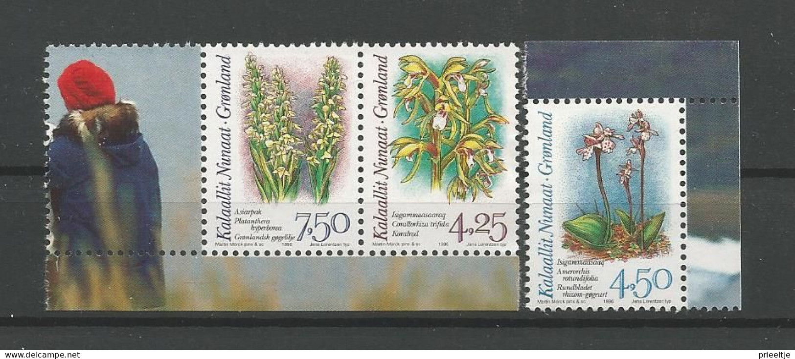 Greenland 1996 Orchids From  Booklet   Y.T. 263a/265a ** - Neufs