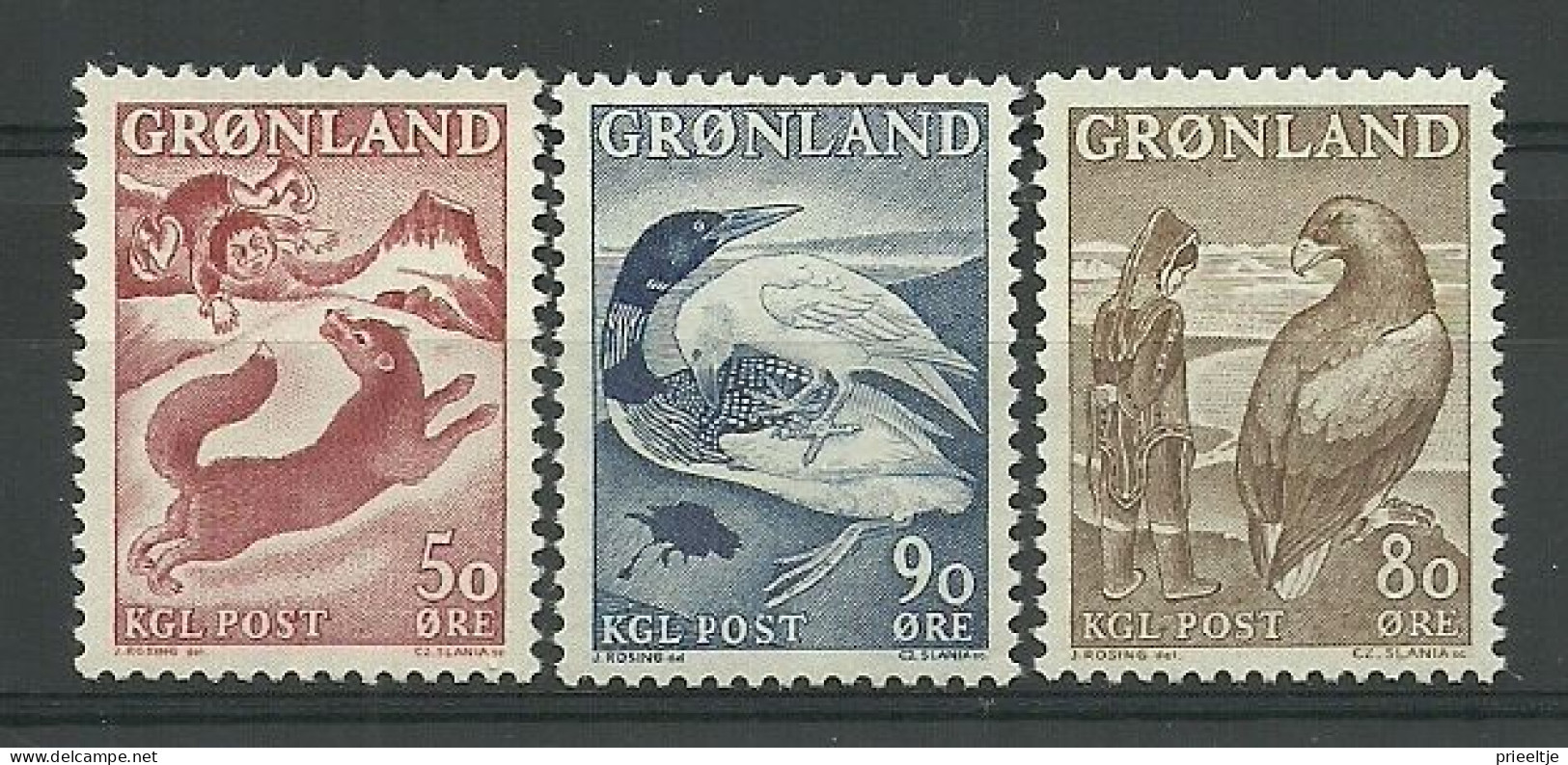 Greenland 1966-69 Fauna Y.T. 56/58 ** - Unused Stamps