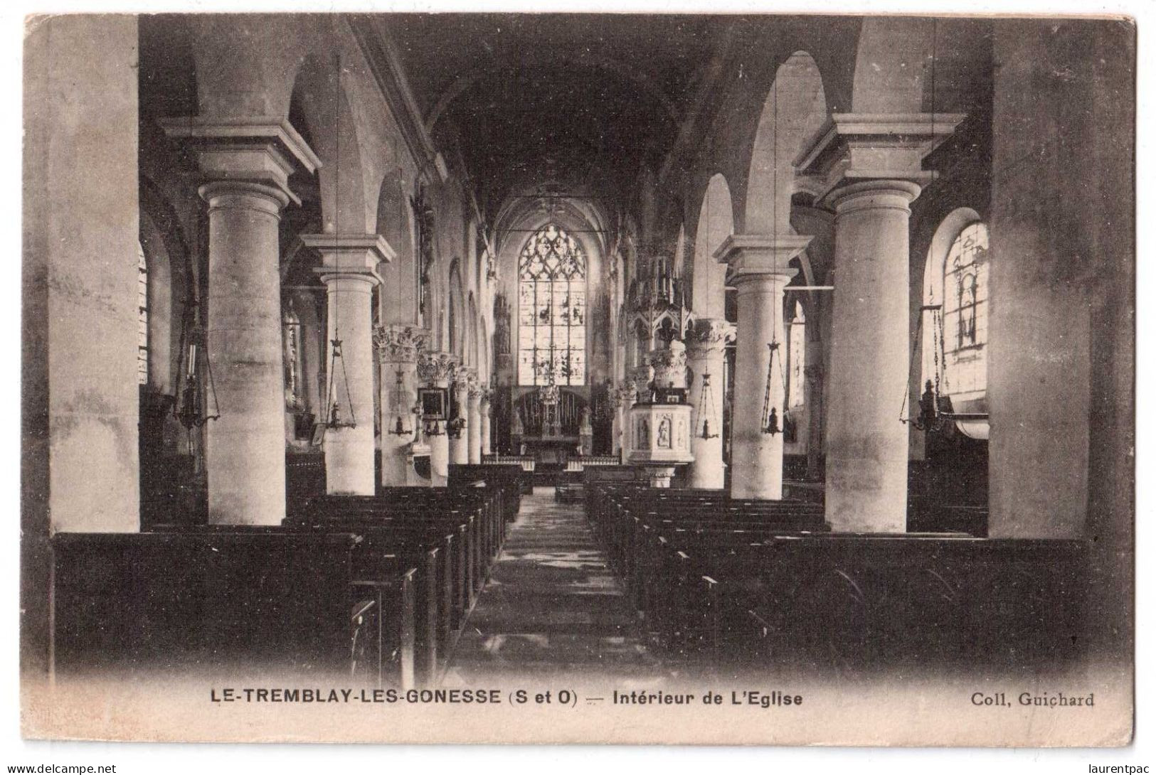 Le Tremblay-les-Gonesse - Intérieur De L'Eglise - édit. Guichard  + Verso - Tremblay En France