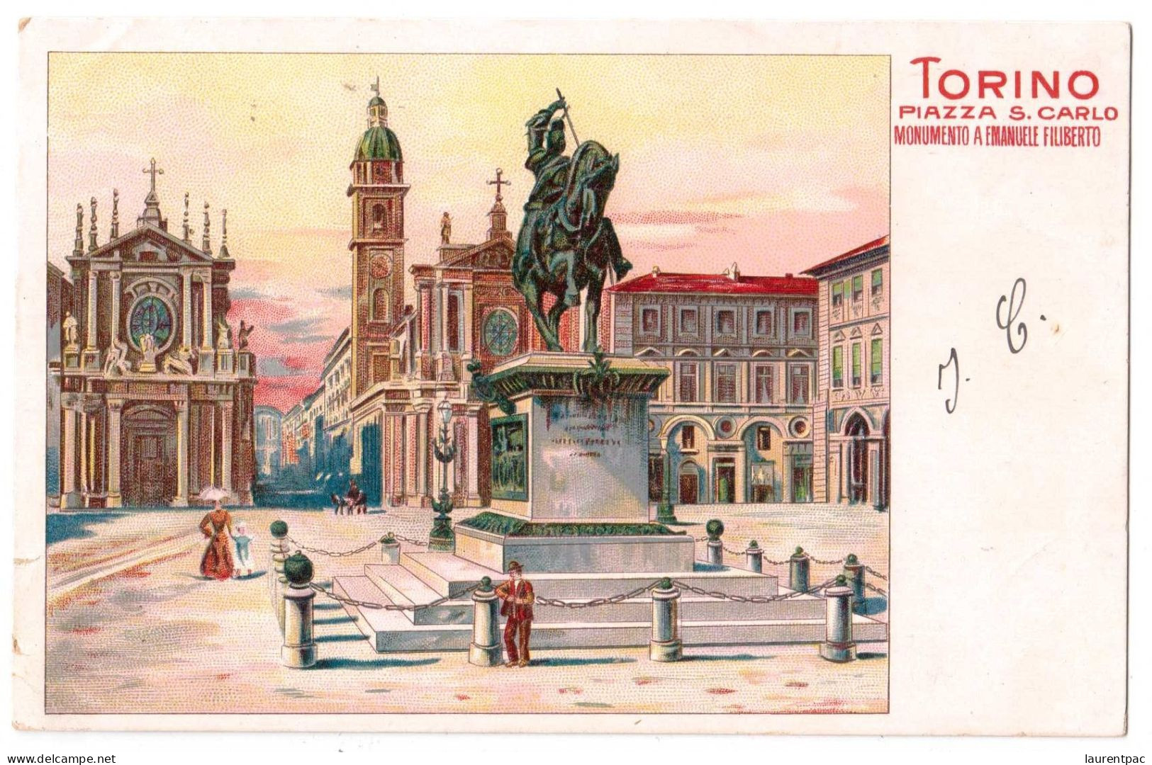 Torino - Piazza S. Carlo - Monumento A Emanuele Filiberto - édit. Carlo Clausen  + Verso - Places
