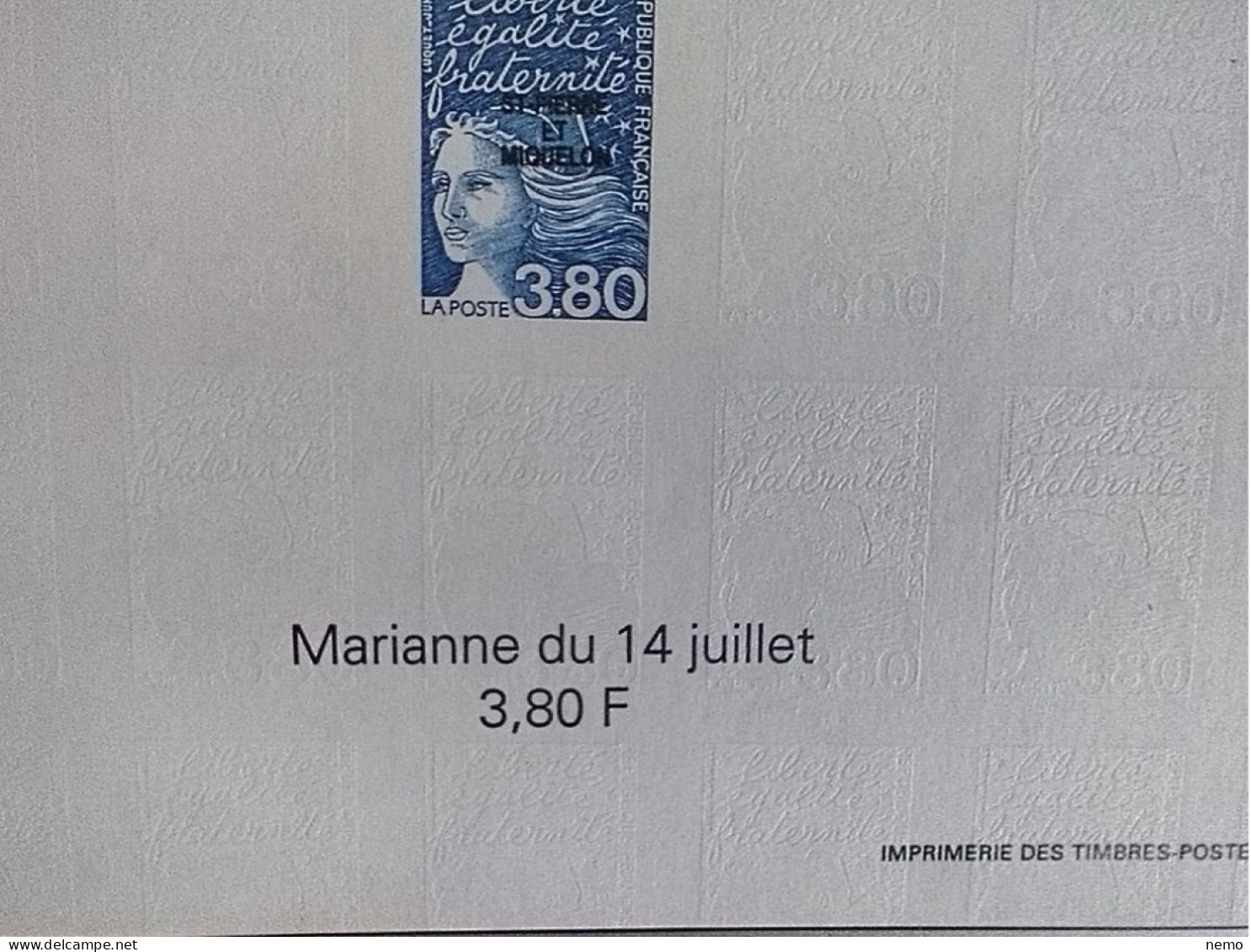EPREUVE FEUILLET NON DENTELE MARIANNE DE LUQUET SAINT PIERRE ET MIQUELON - Unused Stamps