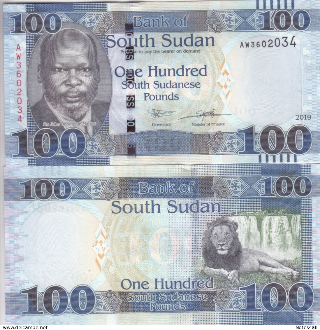 SOUTH SUDAN 100 POUND 2019 P-15 LOT X5 UNC NOTES - Soedan