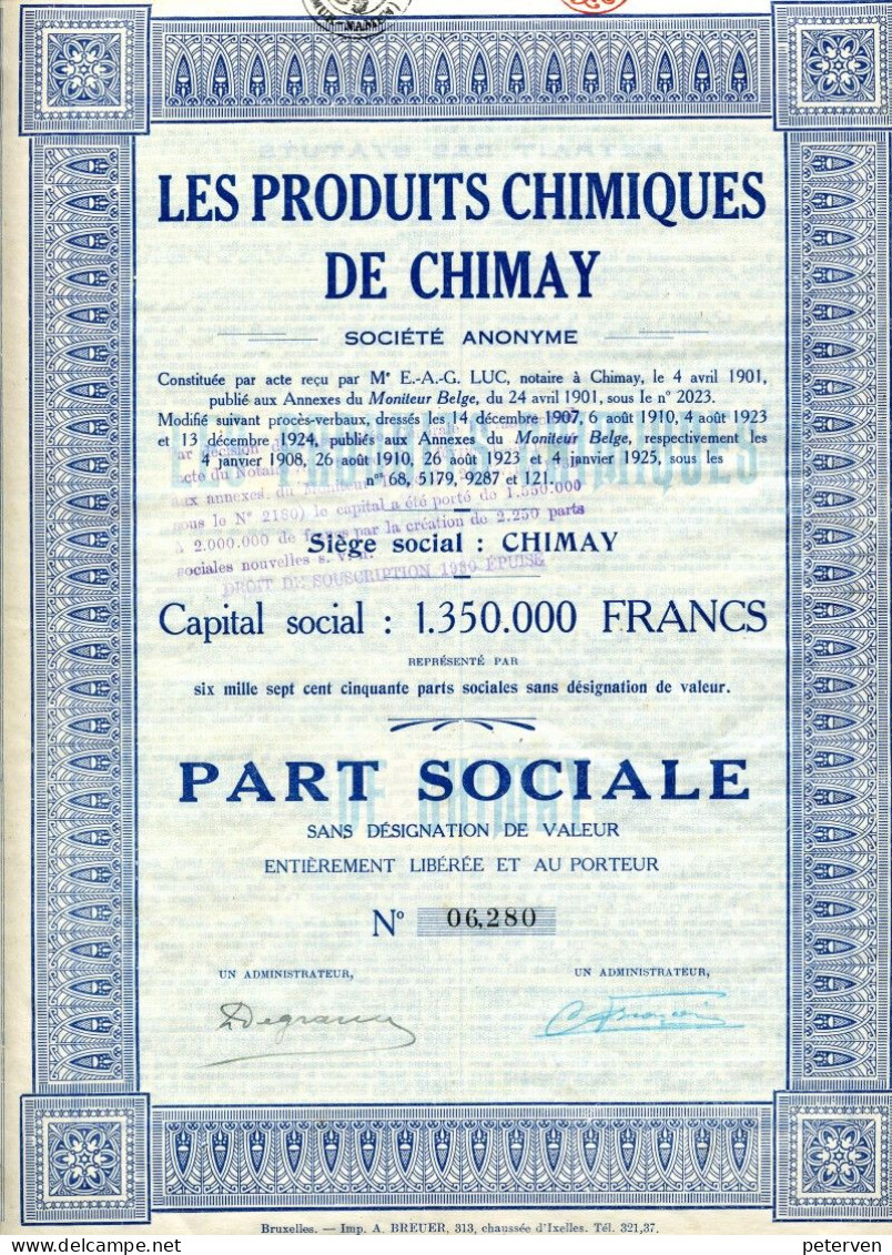 Les PRODUITS CHIMIQUES De CHIMAY - Industrie