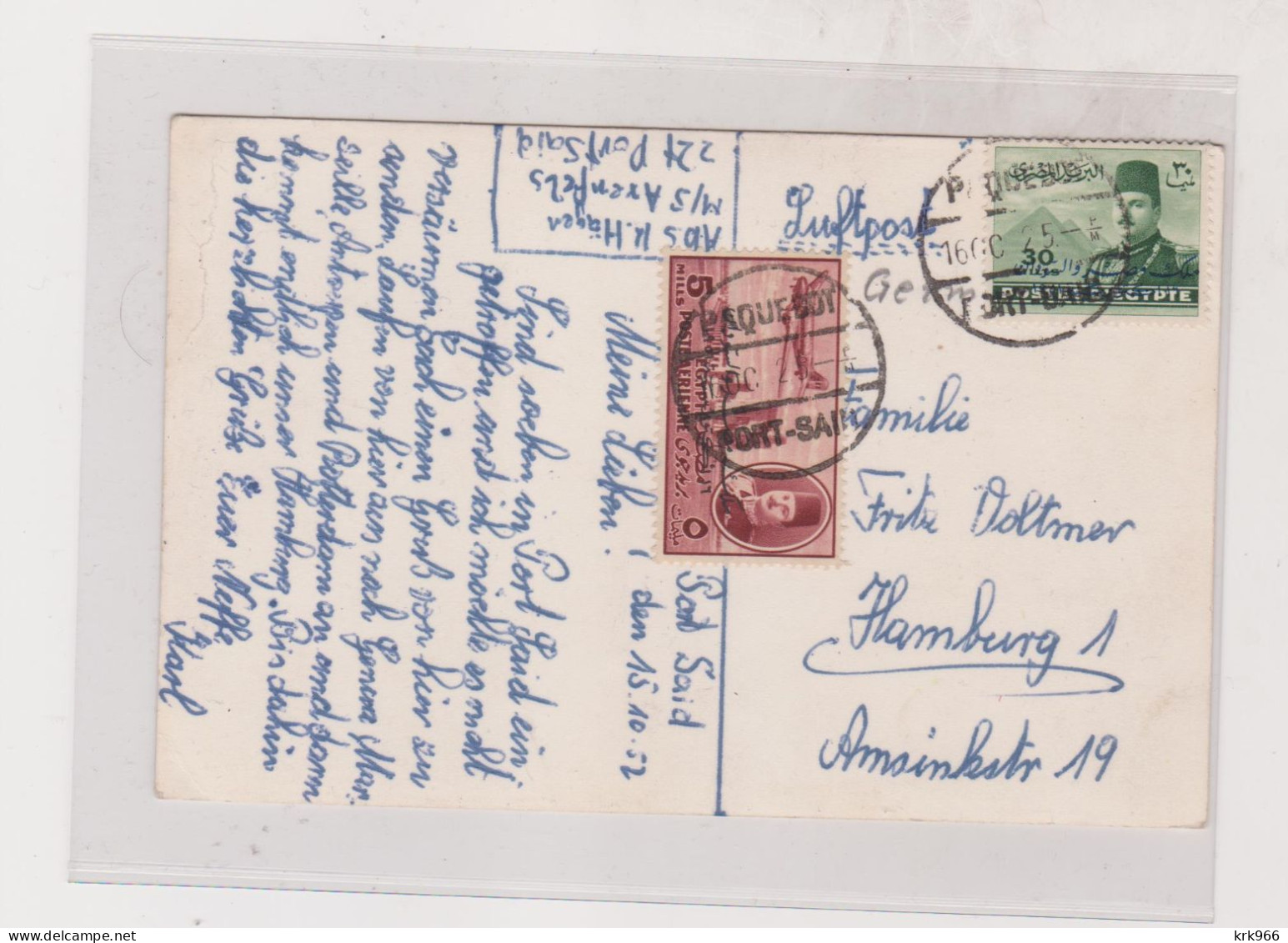 EGYPT 1925 Nice Postcard To Germany PAQUEBOT PORT-SAID Ship Post - Lettres & Documents