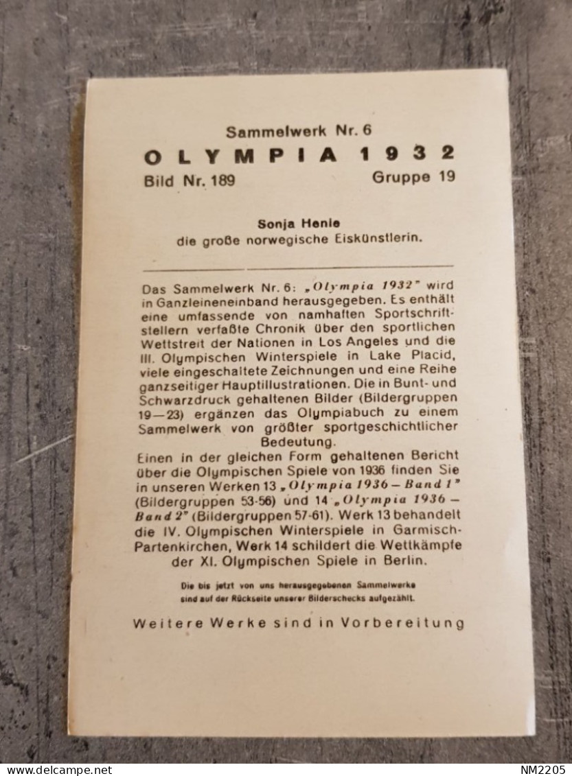 OLYMPIA 1932 BILD NR.189 GRUPPE 19 SONJA HENIE SAMMELWERK NR.6 - Estate 1932: Los Angeles