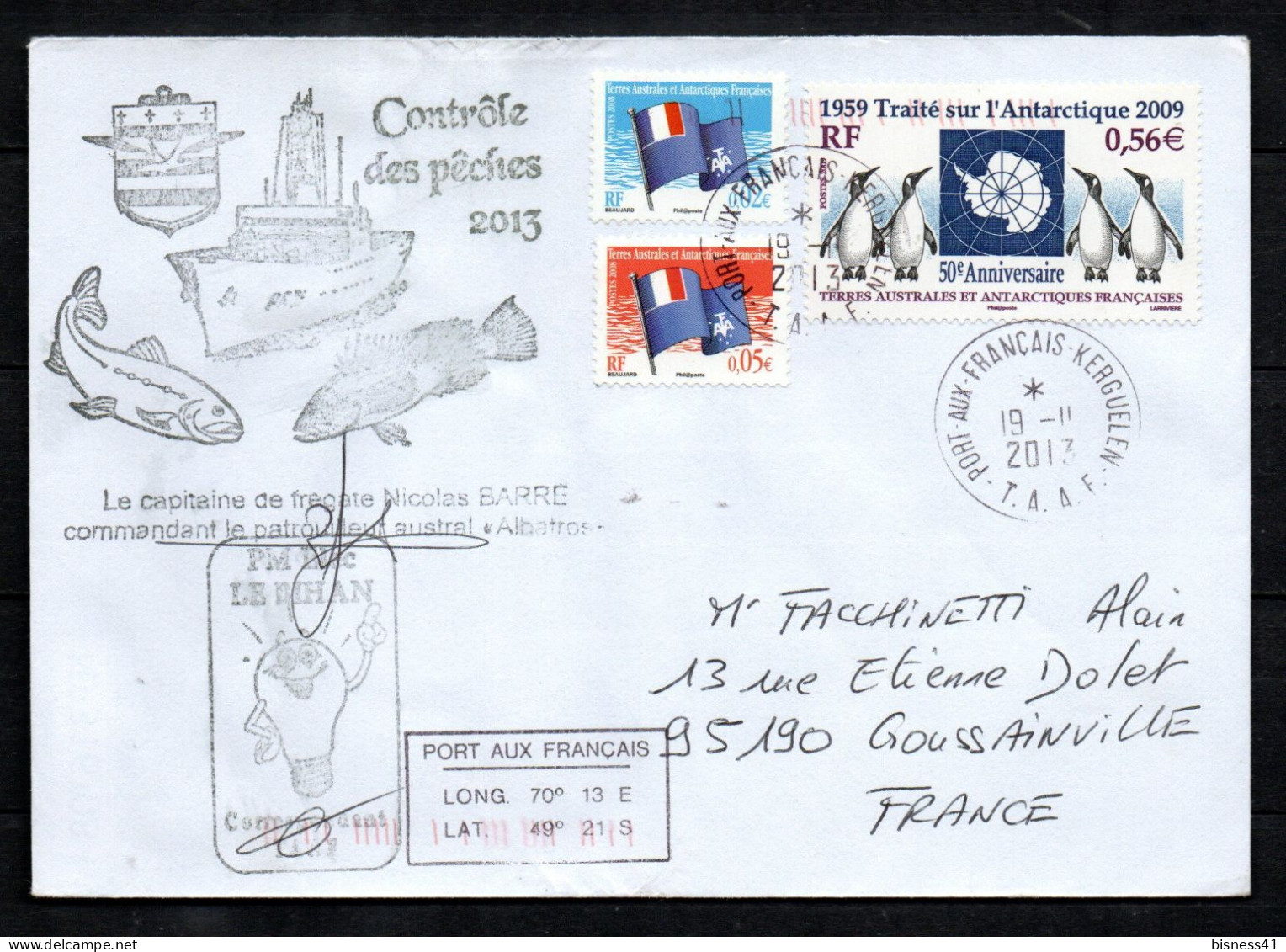 Col43 TAAF N° 495 496 551  Oblitéré De Port Aux Français Sur Lettre - Usados