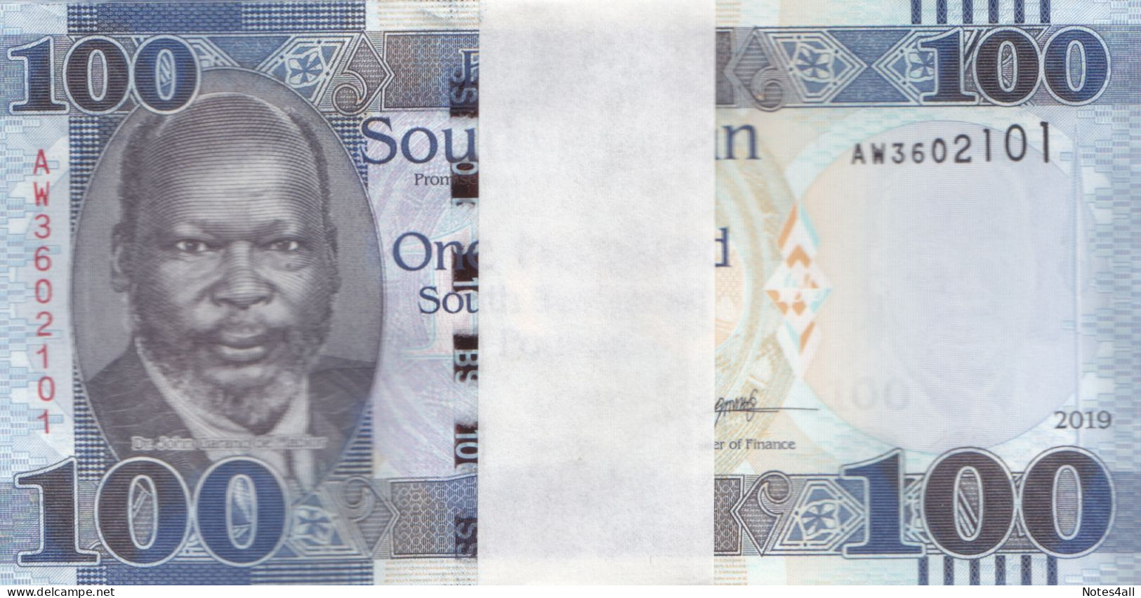 SOUTH SUDAN 100 POUND 2019 P-15 LOT X50 HALF BUNDLE UNC - Sudan