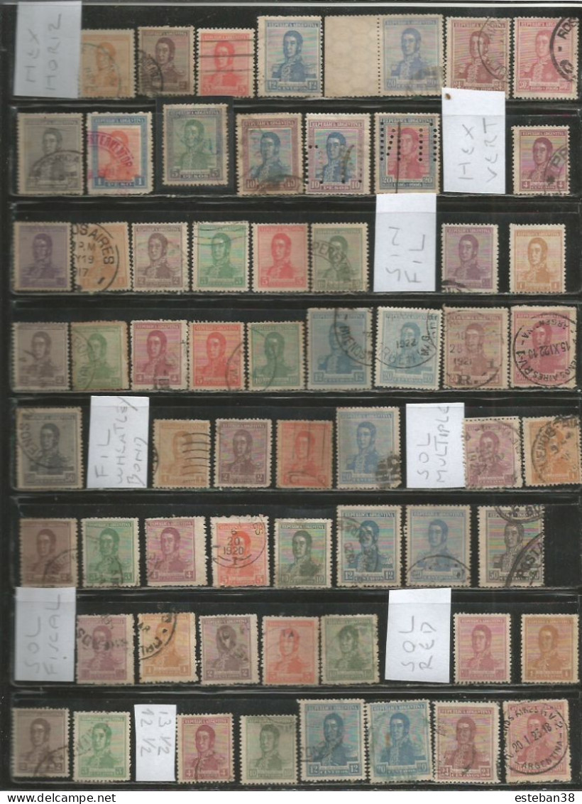 San Martin Con Diferentes Filigranas - Used Stamps