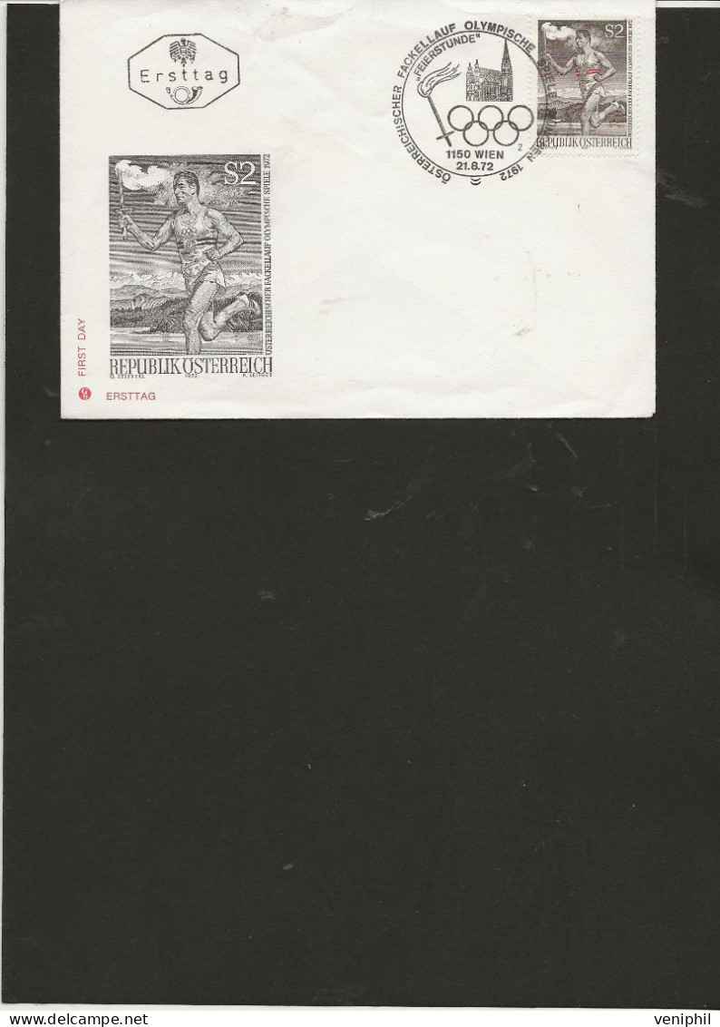 AUTRICHE - LETTRE AFFRANCHIE N°1222 -COURSE OLYMPIQUE AU FLAMBEAU - ANNEE 1972 - FDC