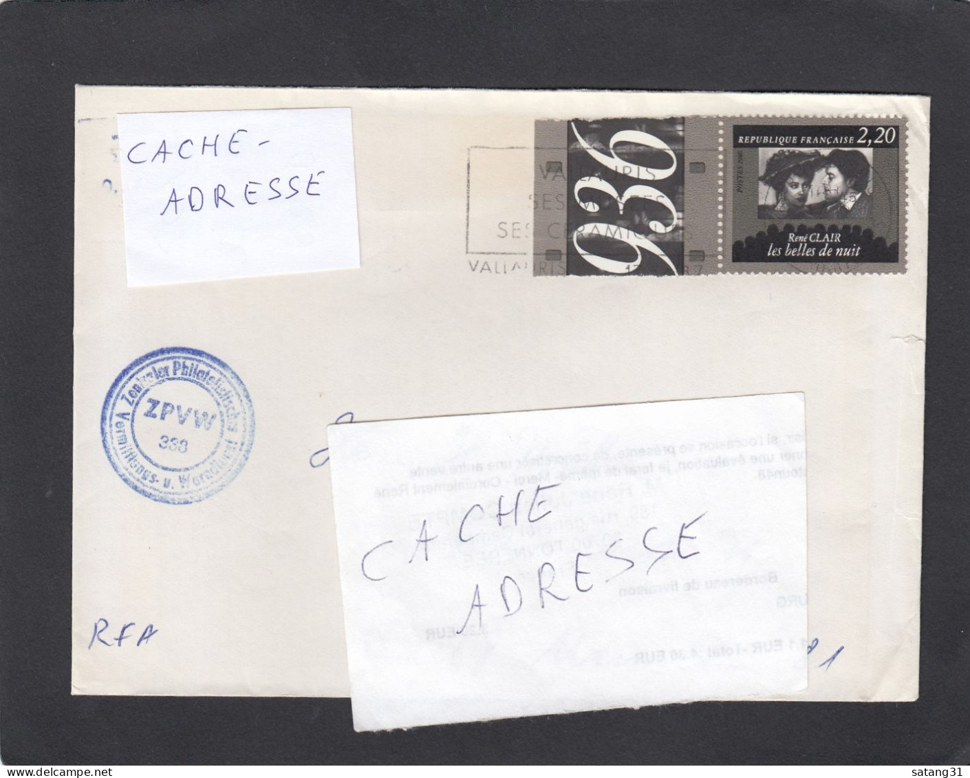 LETTRE DE VALLAURIS AVEC TIMBRE "RENE CLAIR,LES BELLES DE NUIT",BORD DE FEUILLE,(Y+T NO 2439). - Storia Postale