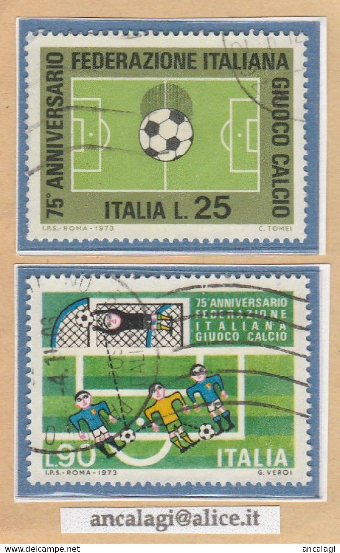 USATI ITALIA 1973 - Ref.0304A "FEDERAZIONE ITALIANA GIOCO CALCIO" Serie Di 2 Val. - - 1961-70: Afgestempeld