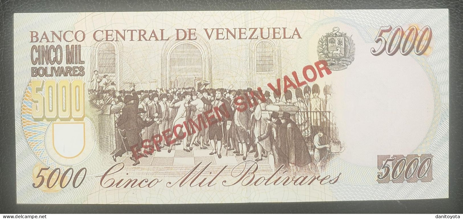 VENEZUELA. 5000 BOLIVARES 14 DE MARZO DE 1996 SOBRECARGA ESPECIMEN SIN VALOR SIN CIRCULAR. - Venezuela