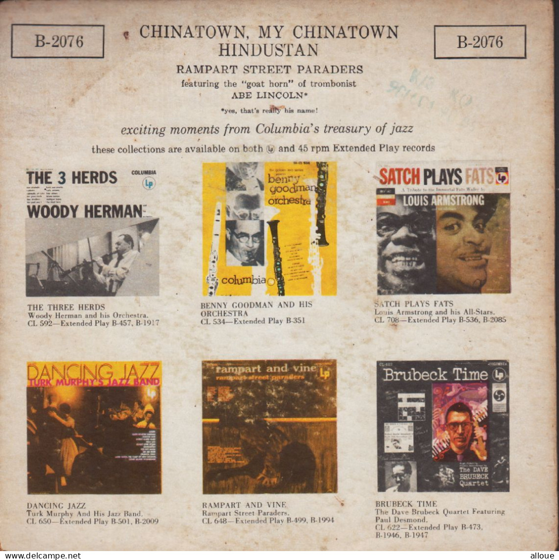 RAMPART STREET PARADERS FEAT ABE LINCOLN - US EP - CHINATOWN, MY CHINATOWN - HINDUSTAN - Jazz