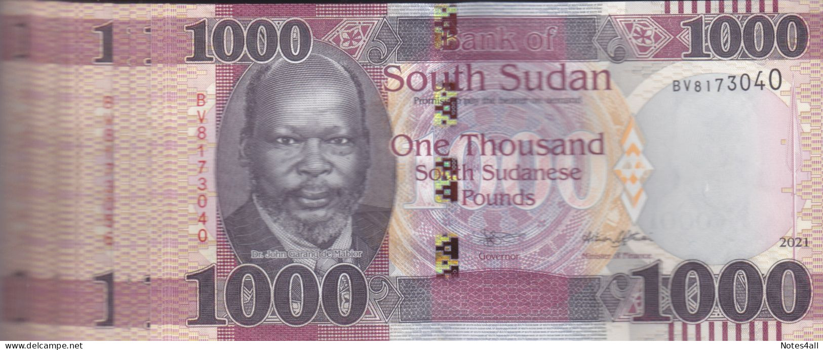 SOUTH SUDAN 1000 POUND 2021 P-17 LOT HALF BUNDLE X50 UNC - Soudan