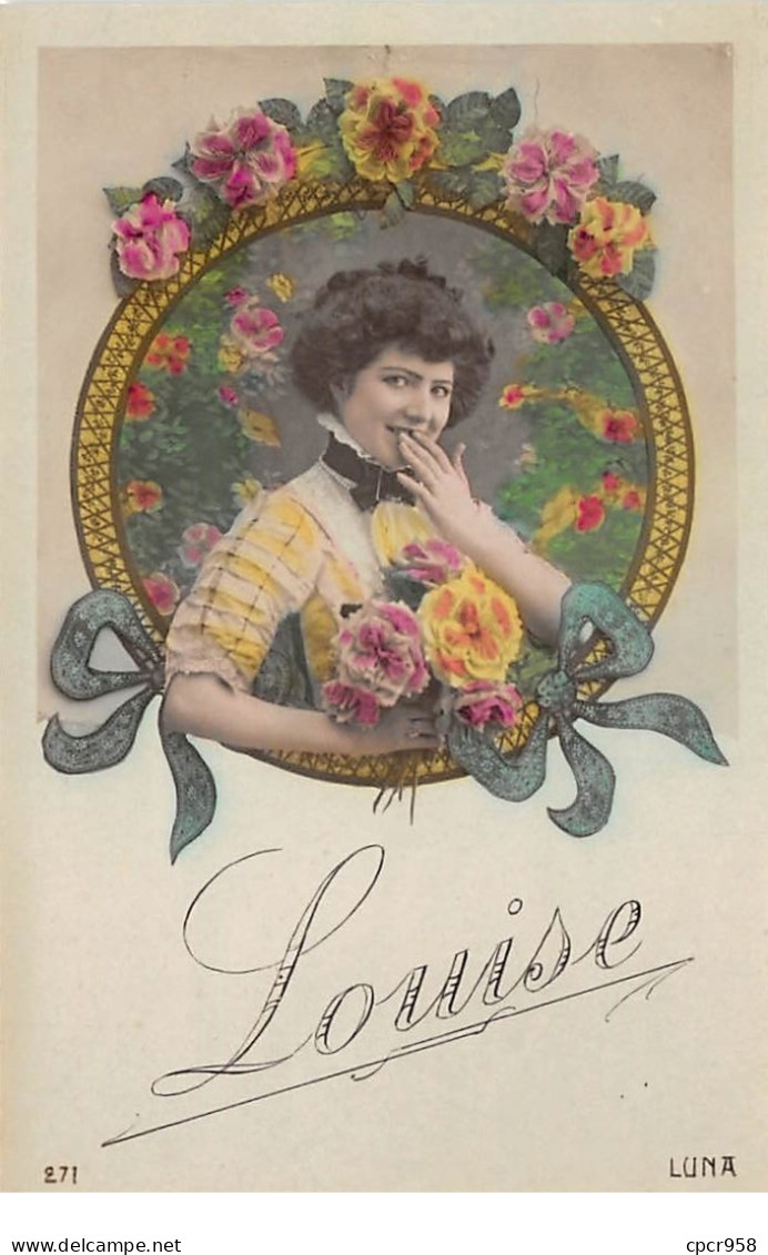 Prénoms - N°67132 - Louise - Jeune Femme Dans Un Médaillon Avec Des Fleurs - Prénoms