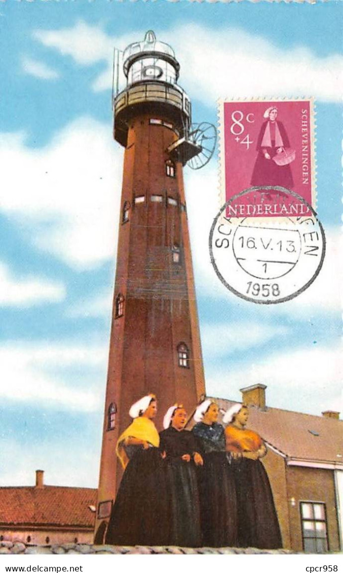 PAYS-BAS.Carte Maximum.AM14072.1958.Cachet Scheveningen.Phare - Cartoline Maximum