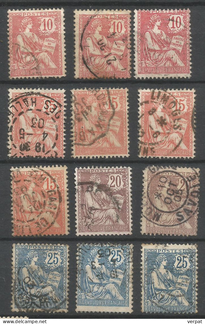12 X Mouchon Retouché Y&T 124 à 127 - Used Stamps