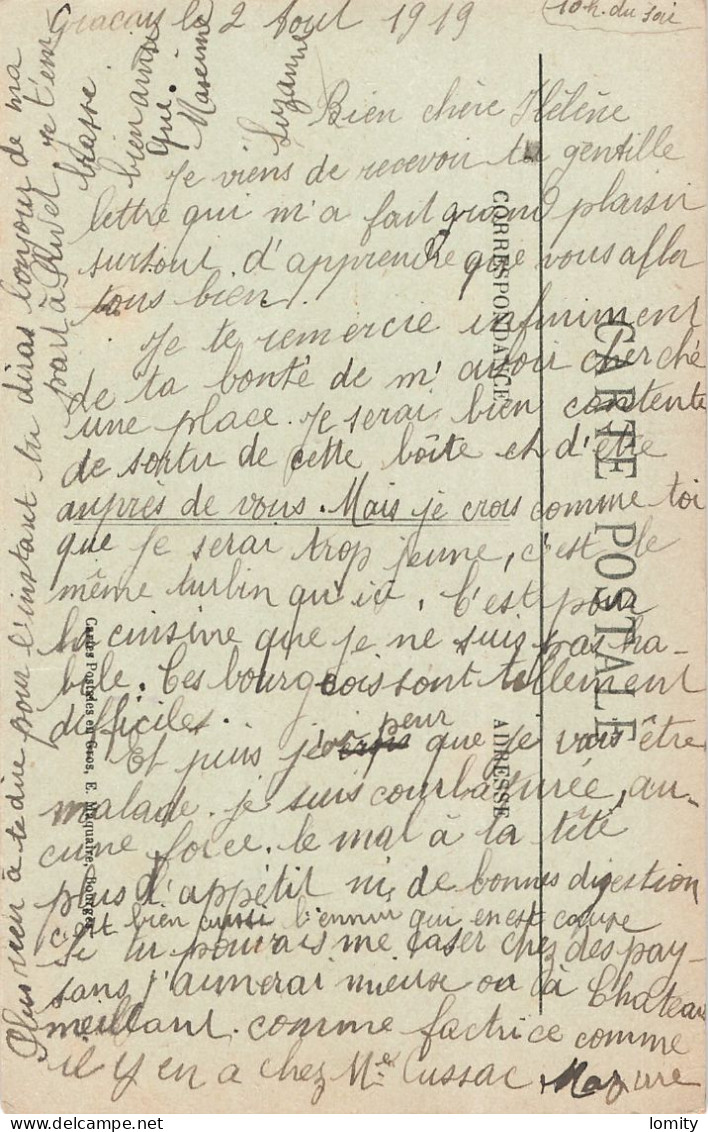 18 Graçay Route De Reuilly CPA Café , Carte écrite En 1919 - Graçay
